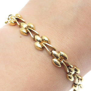 925 Sterling Silver Gold Plated Italy Marquise-Shaped Link Bracelet 7"