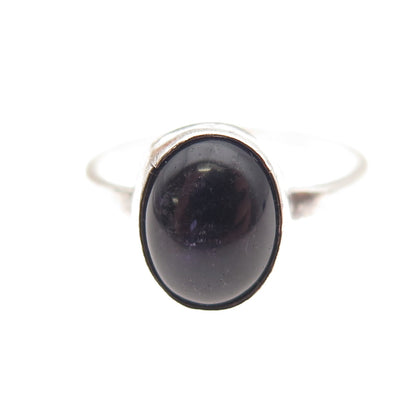 925 Sterling Silver Vintage Mexico Real Cabochon Amethyst Ring Size 7.25