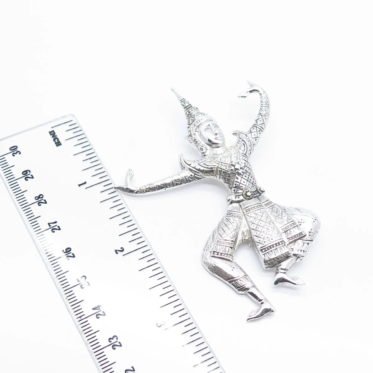 925 Sterling Silver Vintage Siam Hindu God Pin Brooch