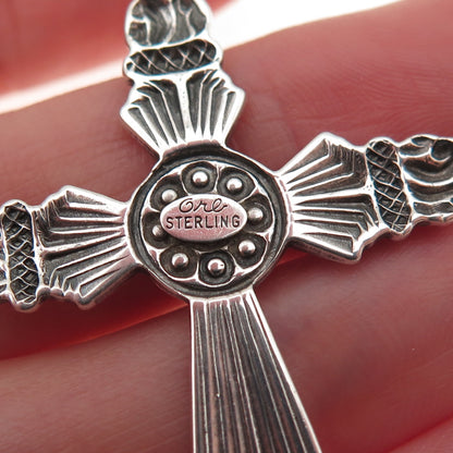 ORB Otto Robert Bade 925 Sterling Silver Antique Art Deco Cross Oxidized Pendant