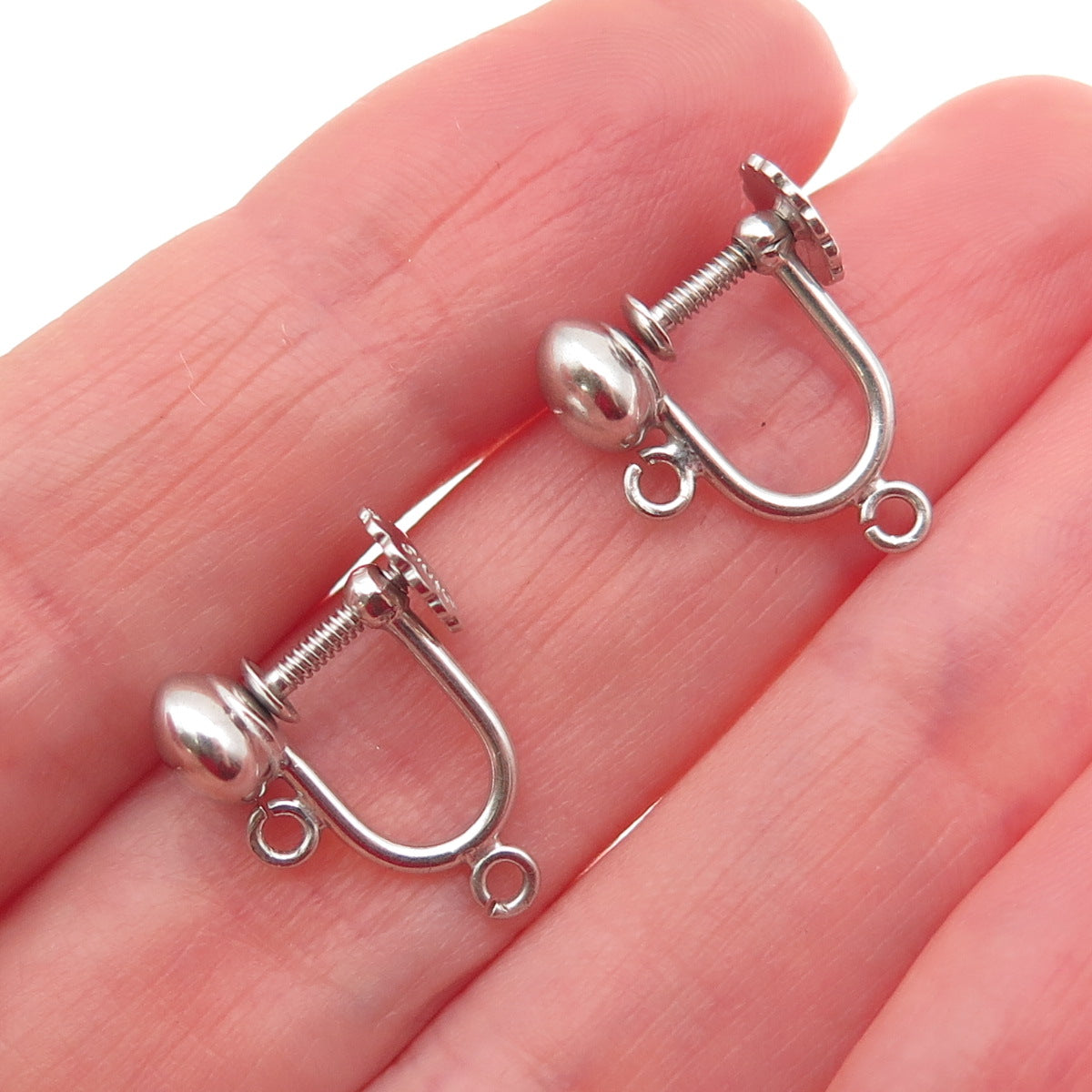 Simmons 925 Sterling Silver Vintage Charm Holder Screw Back Earrings