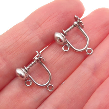 Simmons 925 Sterling Silver Vintage Charm Holder Screw Back Earrings