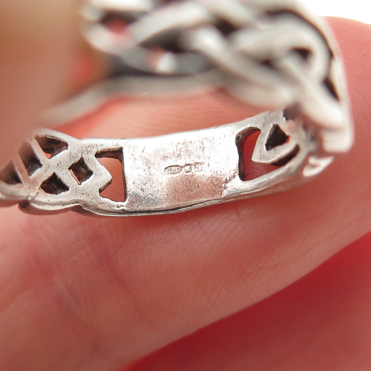 925 Sterling Silver Vintage Dublin Celtic Knot Oxidized Band Ring Size 7