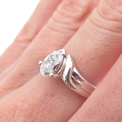 Joseph Demarco 925 Sterling Silver Pear-Cut C Z Ring Size 6.75