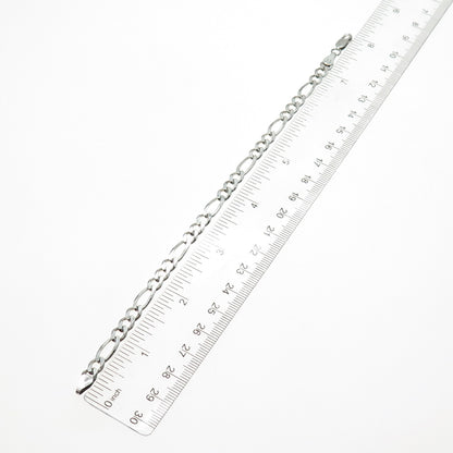 925 Sterling Silver Vintage Italy Figaro Link Bracelet 7.75"