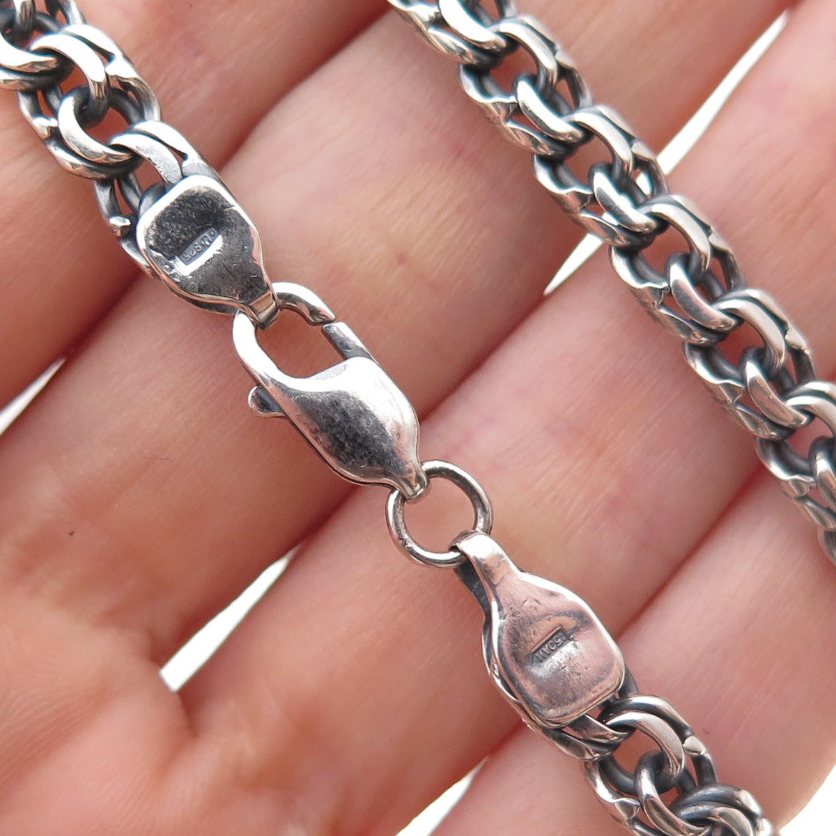 875 Silver Vintage Bismark Oxidized Chain Necklace 24"