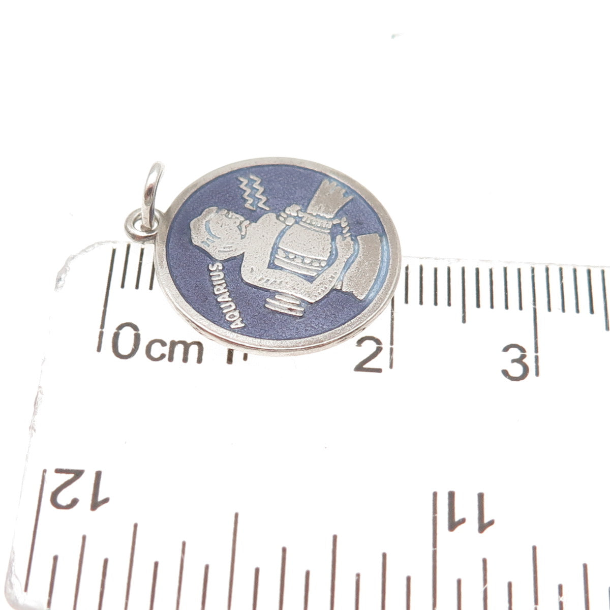 Griffith & Sons 925 Sterling Vintage Enamel Aquarius Zodiac Charm Pendant