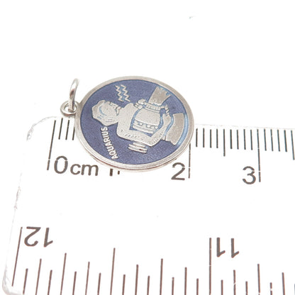 Griffith & Sons 925 Sterling Vintage Enamel Aquarius Zodiac Charm Pendant