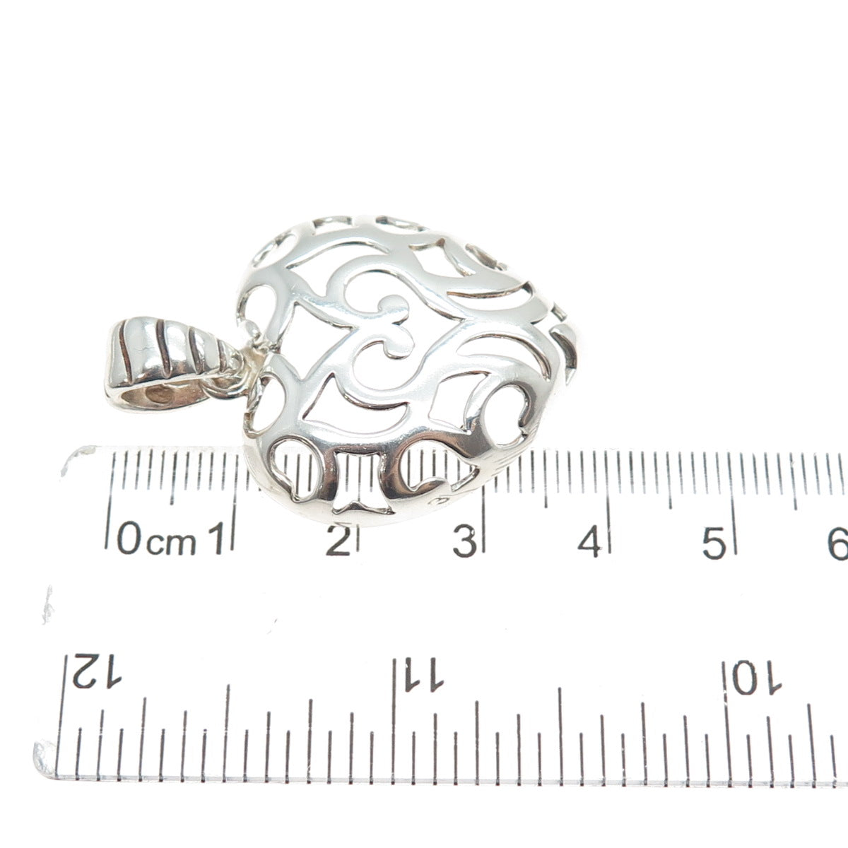 MILOR 925 Sterling Silver Vintage Italy Ornate Heart Charm Pendant