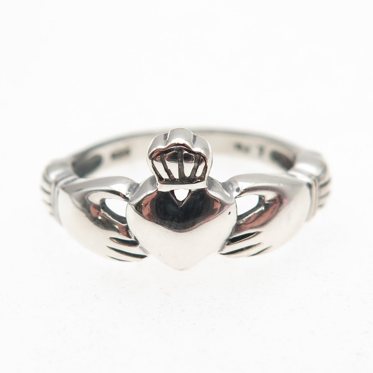 RJ Graziano 925 Sterling Silver Vintage Irish Claddagh Ring Size 7.25