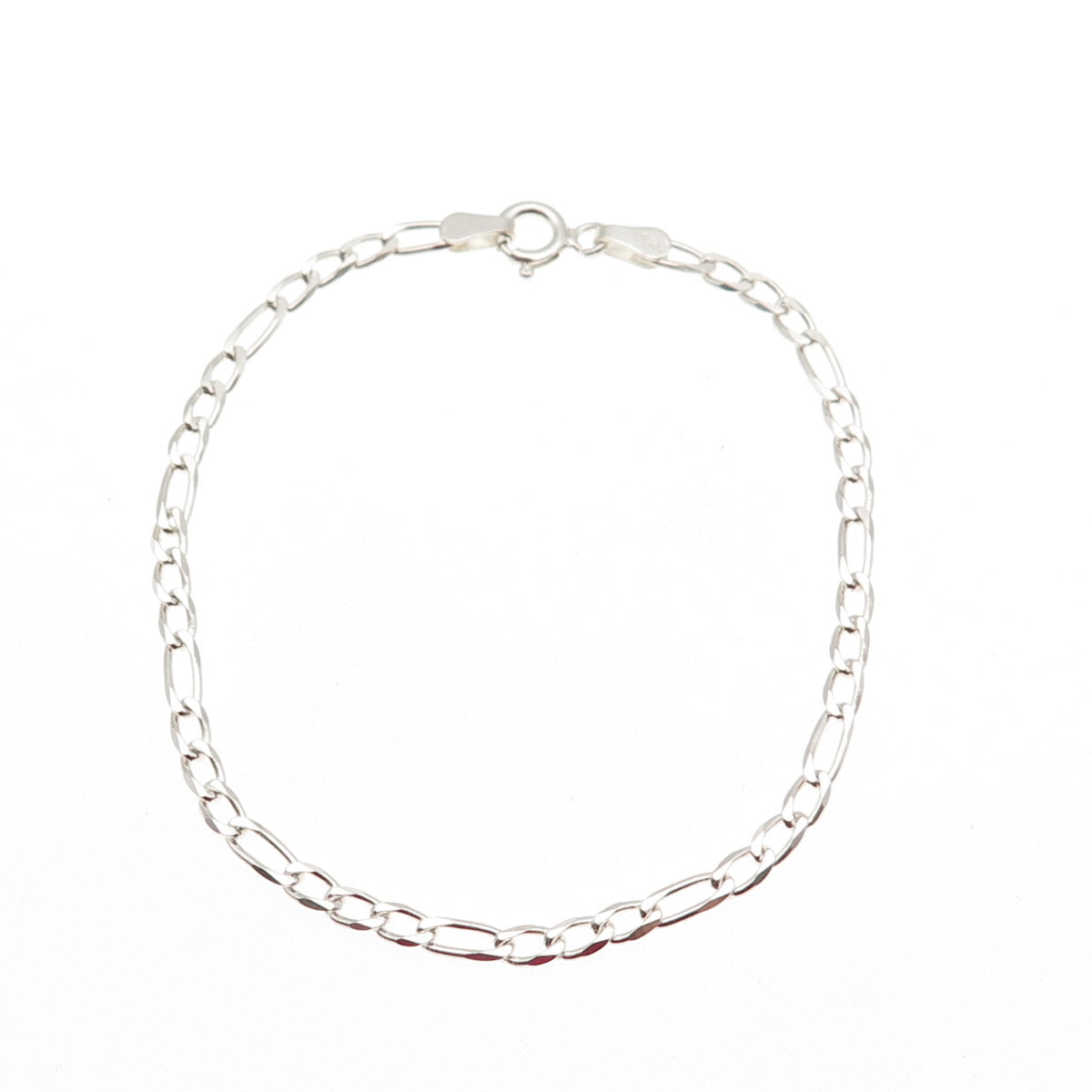 925 Sterling Silver Vintage Italy Figaro Link Bracelet 7"