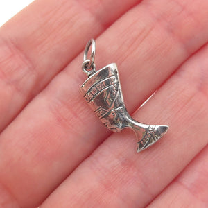 925 Sterling Silver Vintage Egyptian Nefertiti Oxidized Mini Charm Pendant