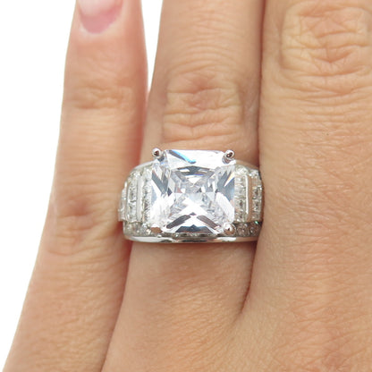 925 Sterling Silver Princess-Cut Shaped C Z Ring Size 6.5
