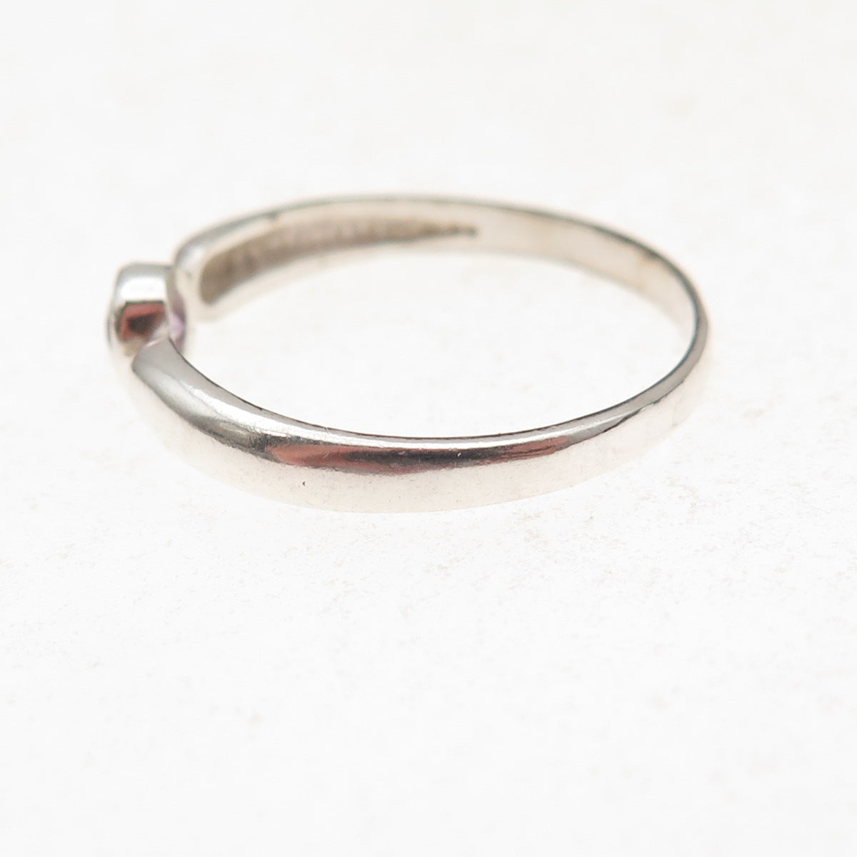 925 Sterling Silver Vintage Real Round-Cut Amethyst Ring Size 8.75