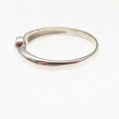 925 Sterling Silver Vintage Real Round-Cut Amethyst Ring Size 8.75