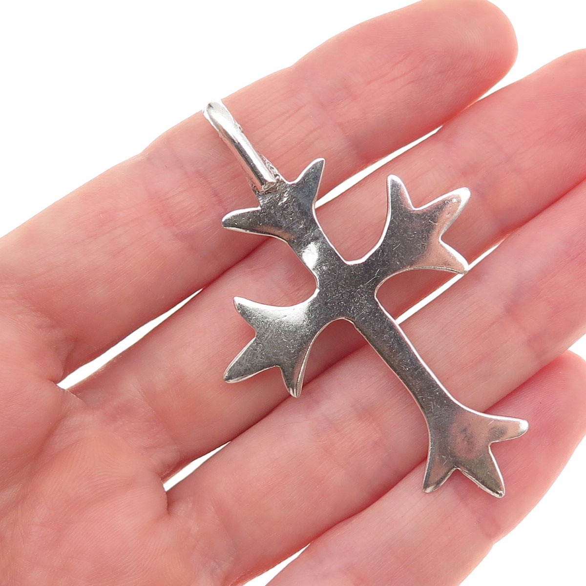 Old Pawn 925 Sterling Silver Vintage Southwestern Turquoise Floral Cross Pendant
