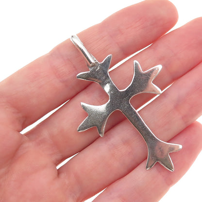 Old Pawn 925 Sterling Silver Vintage Southwestern Turquoise Floral Cross Pendant