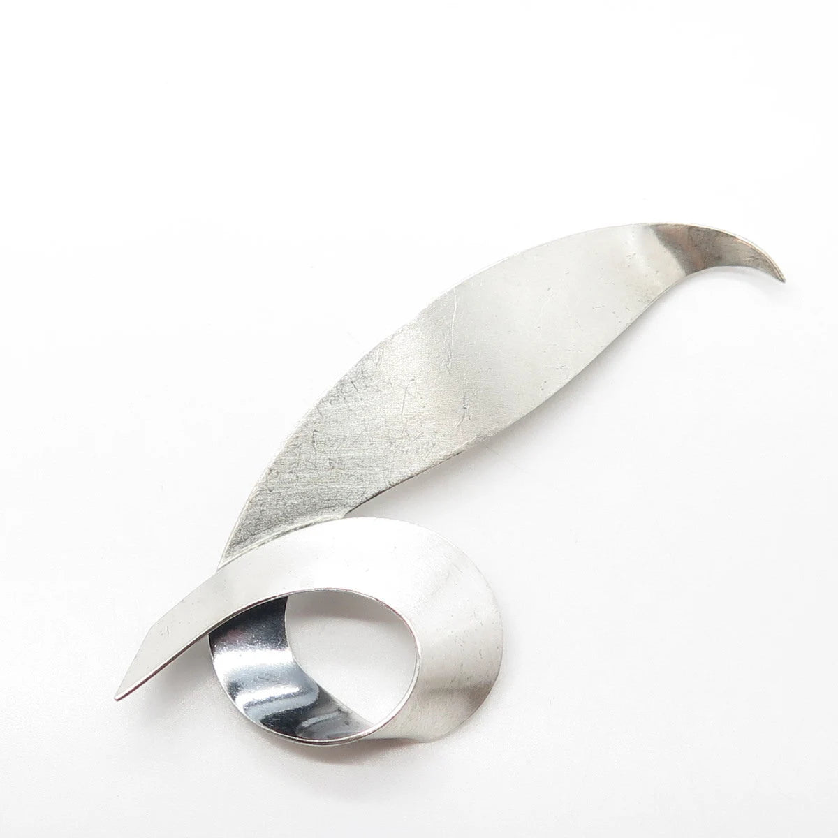 925 Sterling Silver Vintage Jewelart Leaf Modernist Pin Brooch