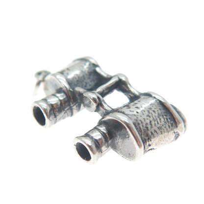 925 Sterling Silver Vintage Binoculars Oxidized Minimalist 3D Charm Pendant