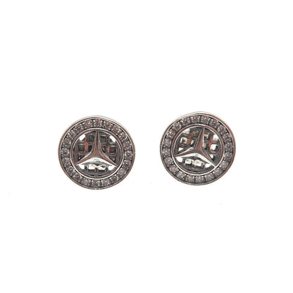 925 Sterling Silver Round-Cut C Z Mercedes-Benz Stud Earrings