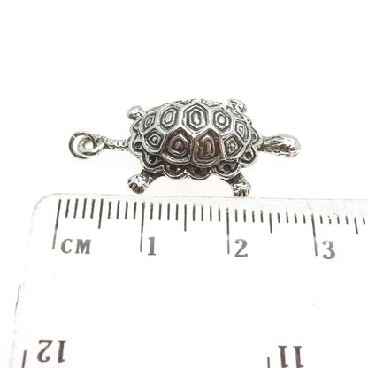 925 Sterling Silver Vintage Turtle Oxidized Charm Pendant