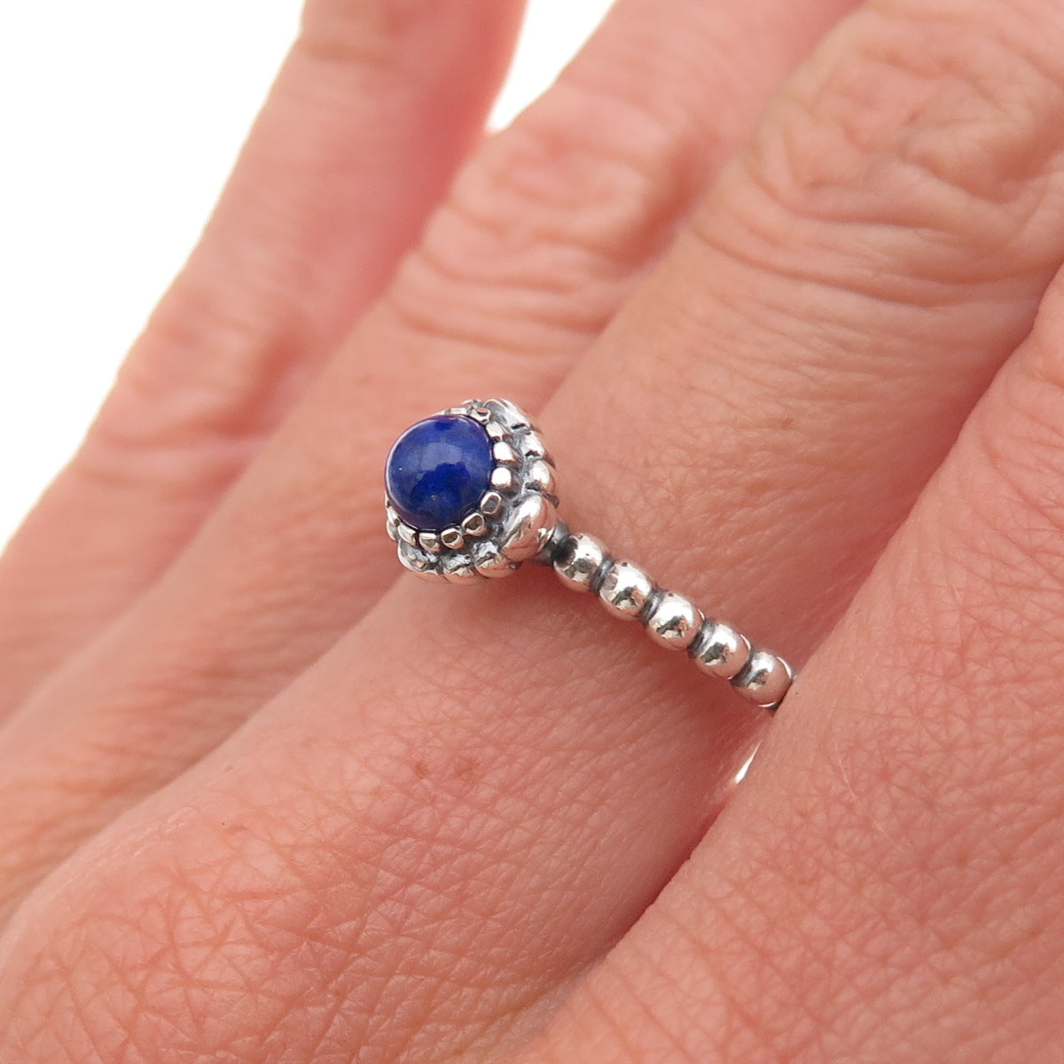 Pandora 925 Sterling Silver Real Lapis September Birthstone Ring Size 6.75