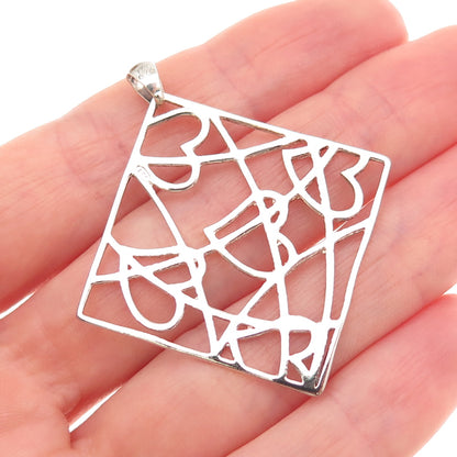 925 Sterling Silver Vintage Italy Heart Spider Web Charm Pendant