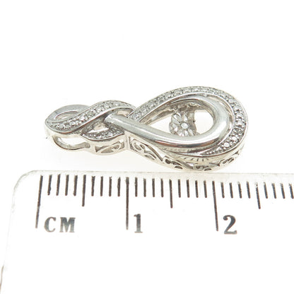 925 Sterling Silver Real Round-Cut Diamond Twisted Slide Pendant