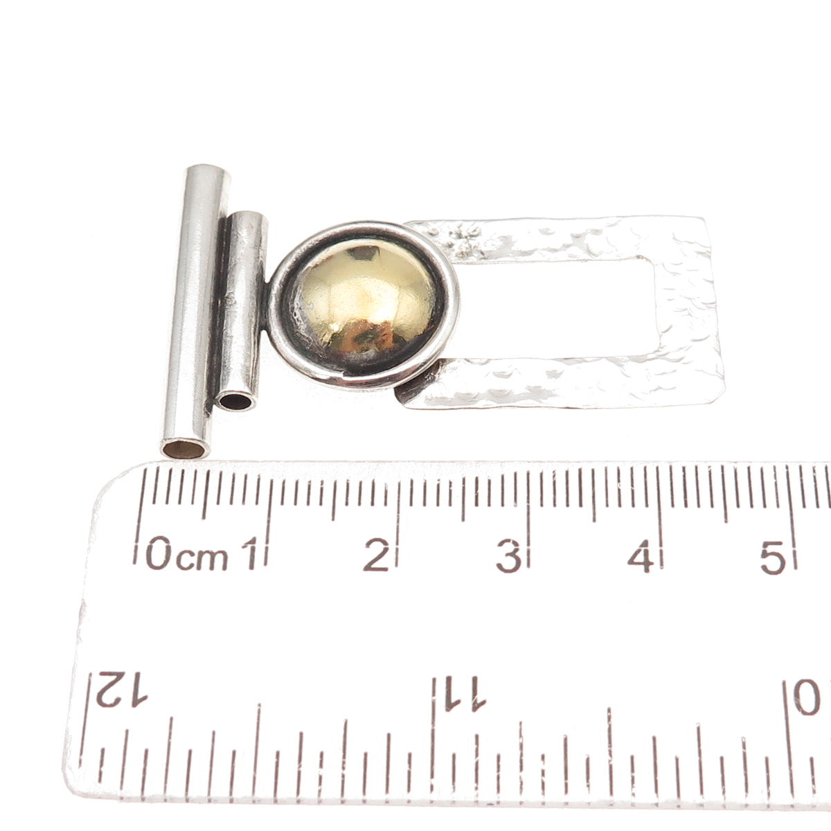 Kabana 925 Sterling Silver 2-Tone Vintage Modernist Hammered Slide Pendant