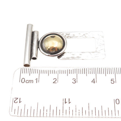 Kabana 925 Sterling Silver 2-Tone Vintage Modernist Hammered Slide Pendant