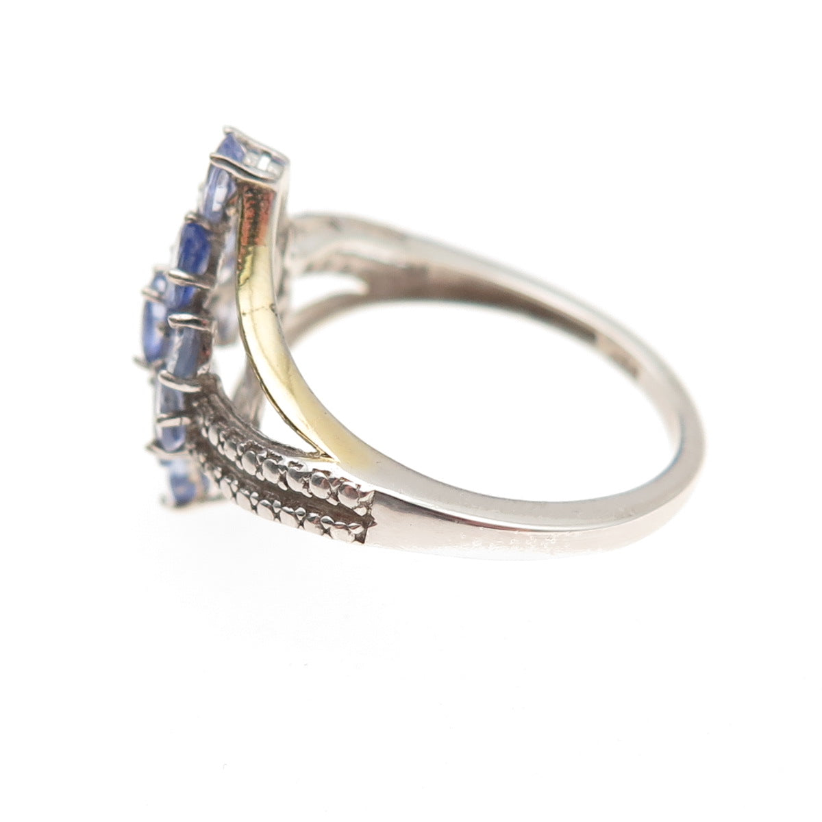 Chuck Clemency 925 Sterling Silver Real Tanzanite Floral Cluster Ring Size 8.25
