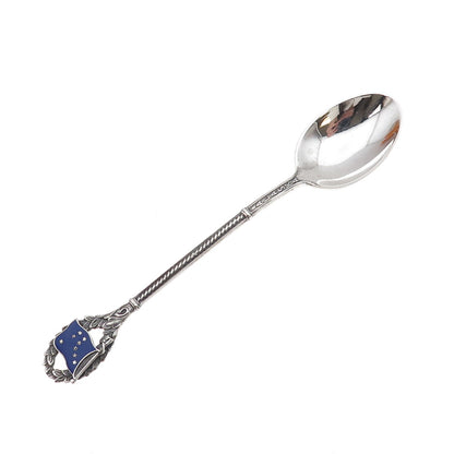 Joseph Mayer & Bros Sterling Antique Art Deco Enamel Flag of Alaska Coffee Spoon