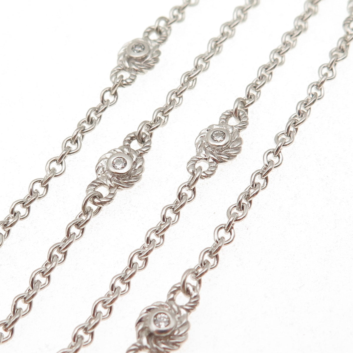 JUDITH RIPKA 925 Sterling Silver Round-Cut C Z Station Chain Necklace 18"
