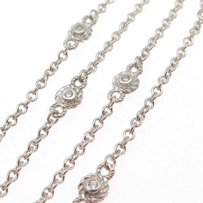 JUDITH RIPKA 925 Sterling Silver Round-Cut C Z Station Chain Necklace 18"