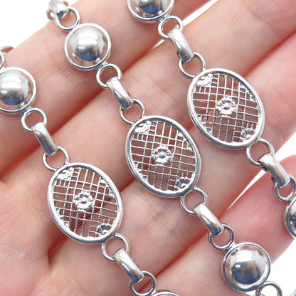 AMCO 925 Sterling Silver Antique Art Deco Floral Filigree Chain Necklace 16"