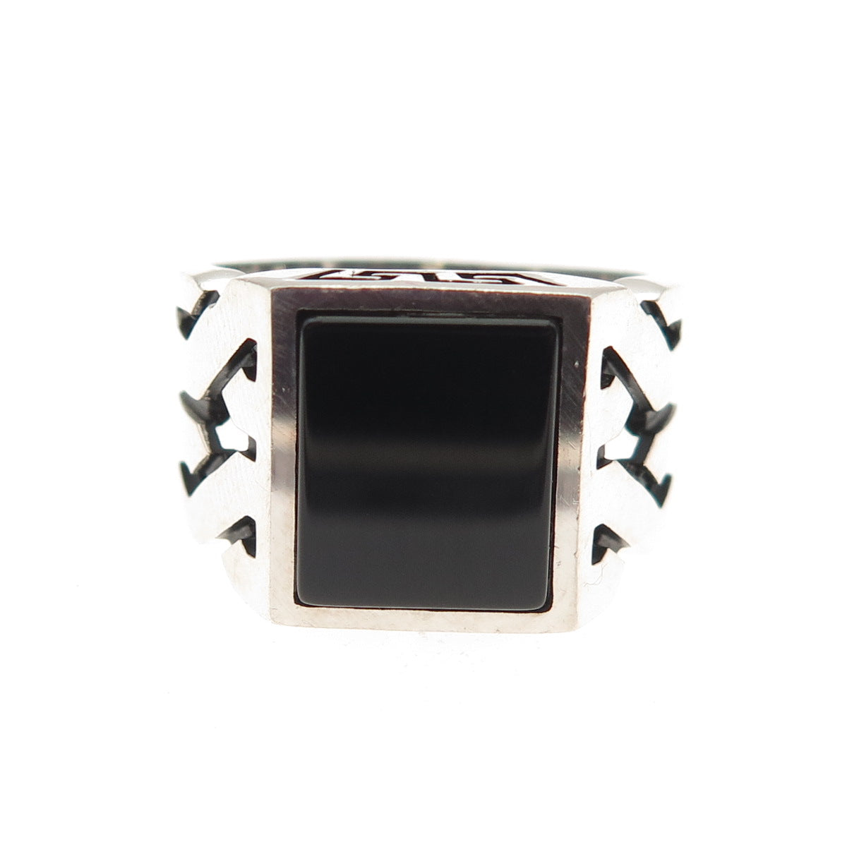 CHIMODA 925 Sterling Silver Real Black Onyx Woven Ring Size 9.75