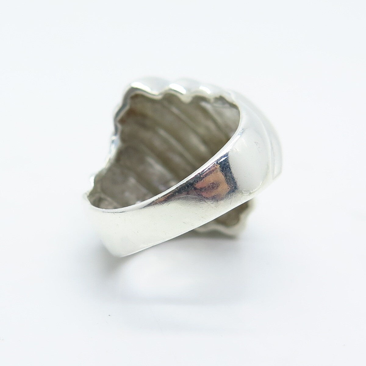 925 Sterling Silver Vintage Ribbed Ring Size 6.5