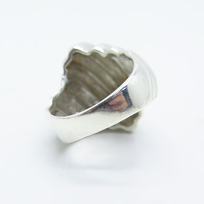 925 Sterling Silver Vintage Ribbed Ring Size 6.5
