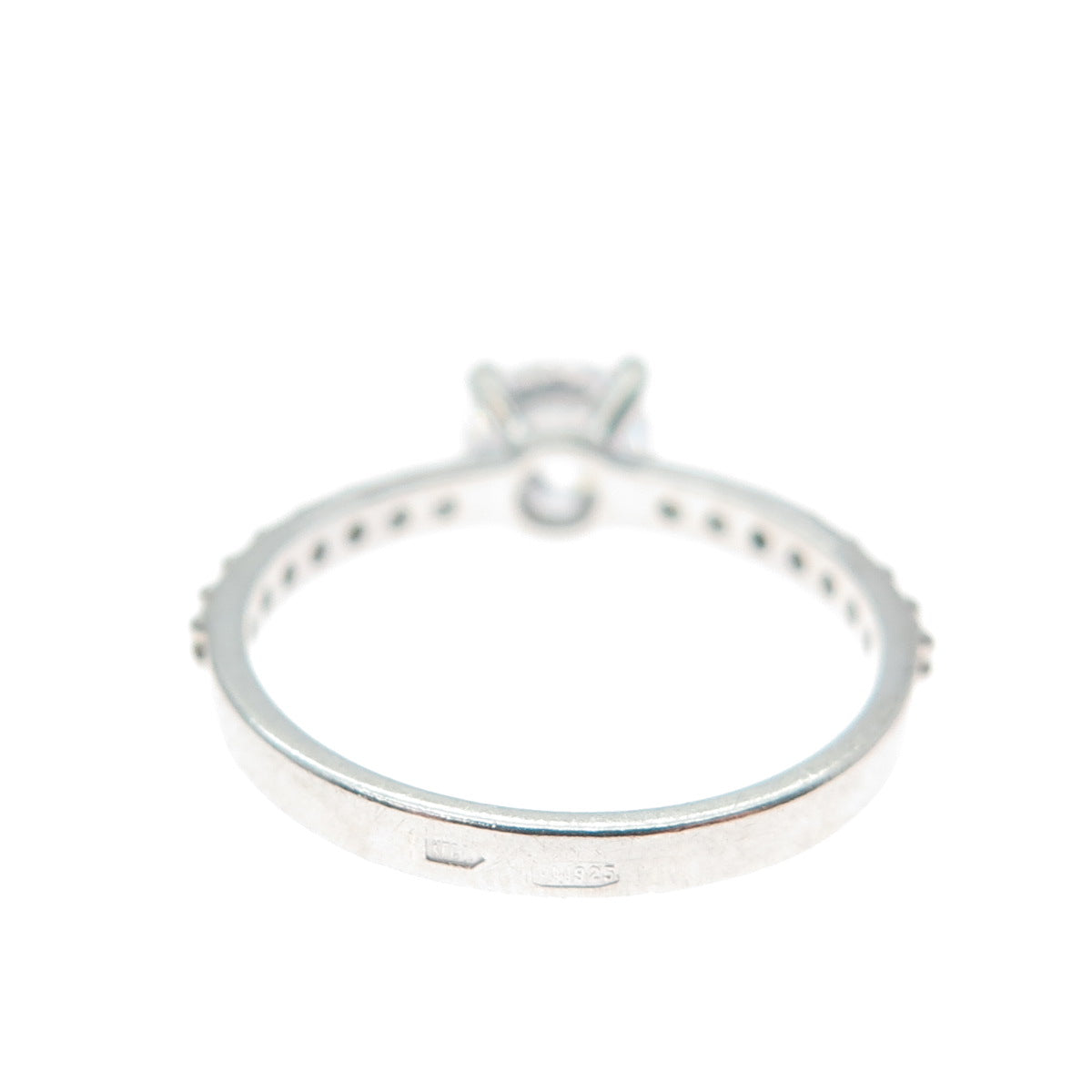 925 Sterling Silver Vintage European Round-Cut C Z Engagement Ring Size 6