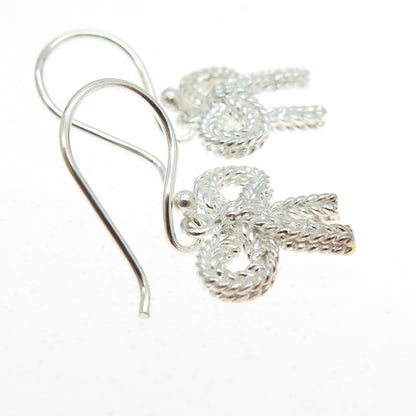 925 Sterling Silver Bow Roped Dangling Earrings