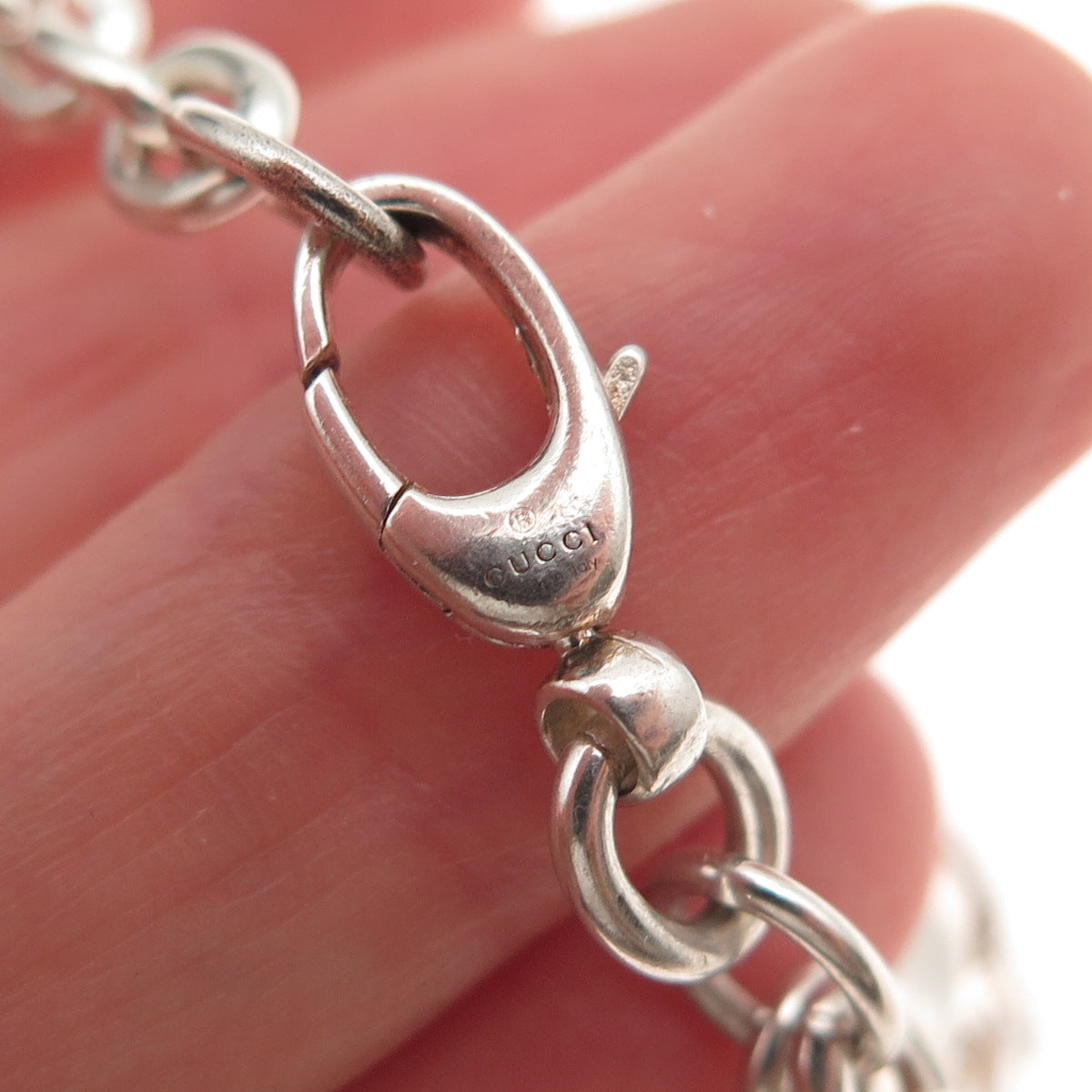 Gucci 925 Sterling Silver Vintage Interlocking G Cable Link Bracelet 7"