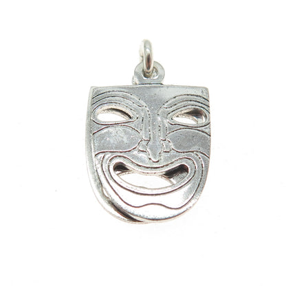 925 Sterling Silver Vintage Sock Buskin Tragedy Comedy Masks Dual Charm Pendant