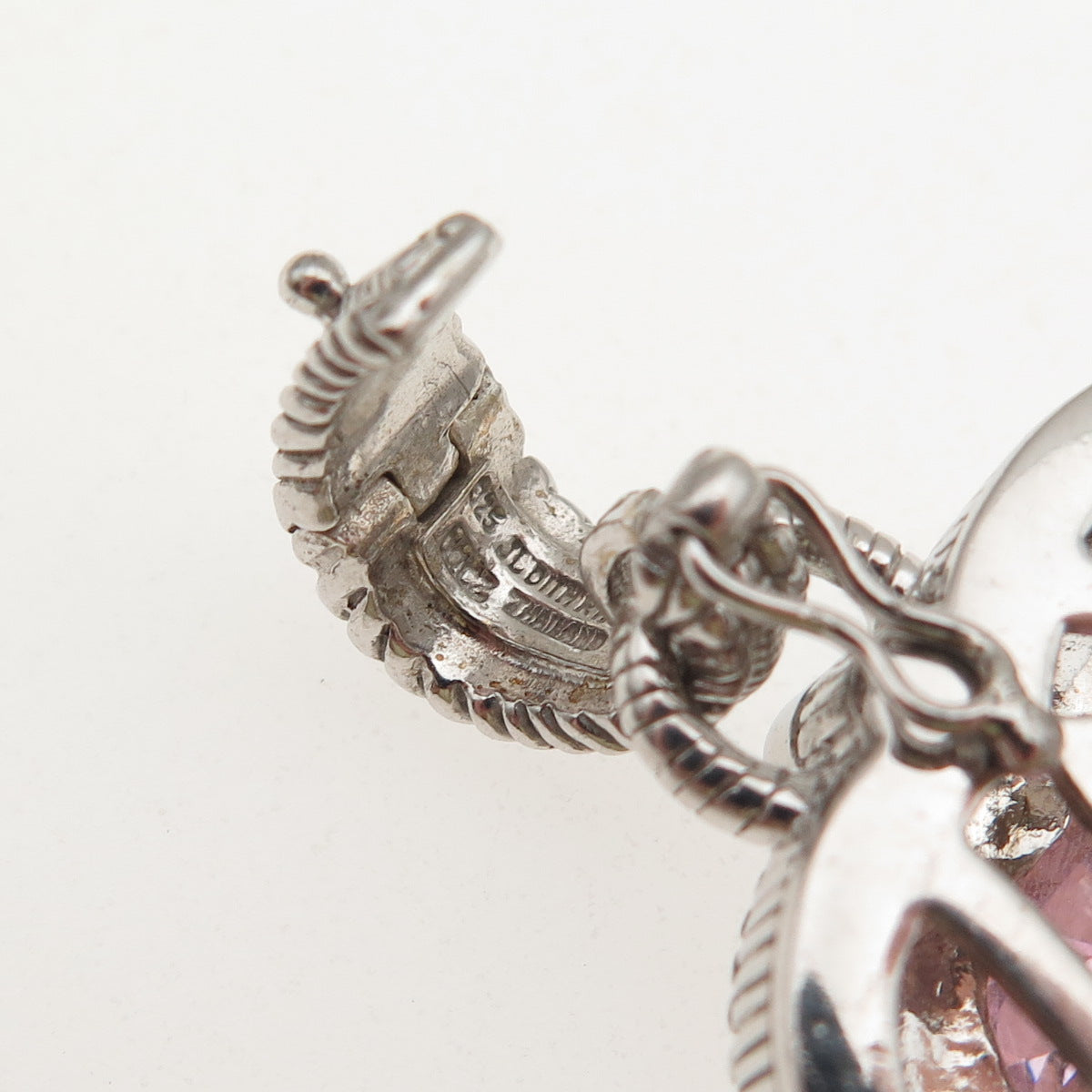 Judith Ripka 925 Sterling Silver Lavender & White C Z Heart Charm Pendant