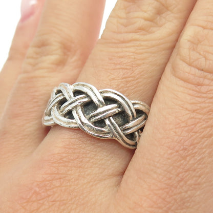 925 Sterling Silver Vintage Woven Band Ring Size 10.5