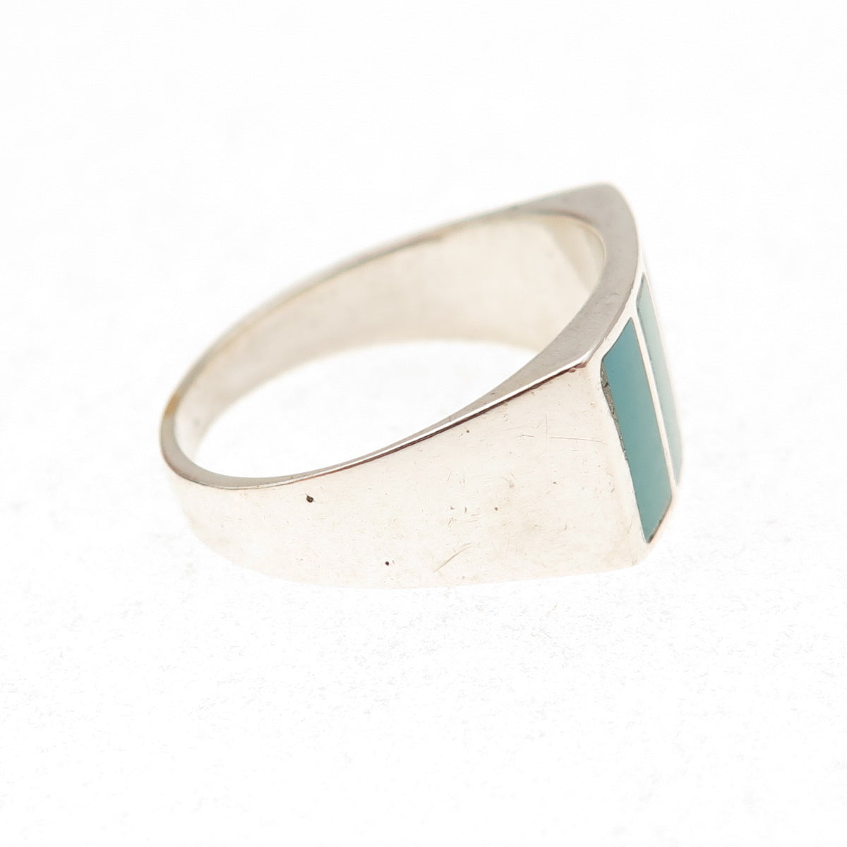 Doug Paulus 925 Sterling Silver Vintage Real Tyrone Turquoise Ring Size 9