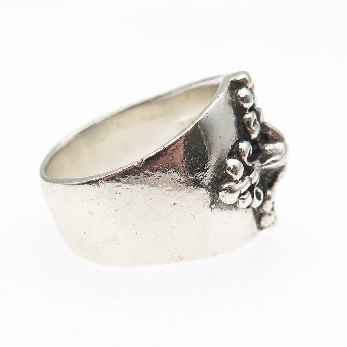 925 Sterling Silver Vintage Fleur de Lis Cross Oxidized Ring Size 11.5