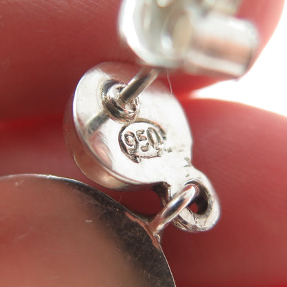 PLATELLA 950 Silver Vintage Floral Oval Dangle Earrings