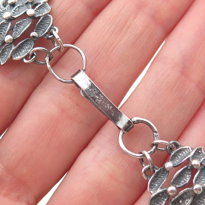 925 Sterling Silver Vintage Modernist Dragon Skin Panel Link Bracelet 7.75"