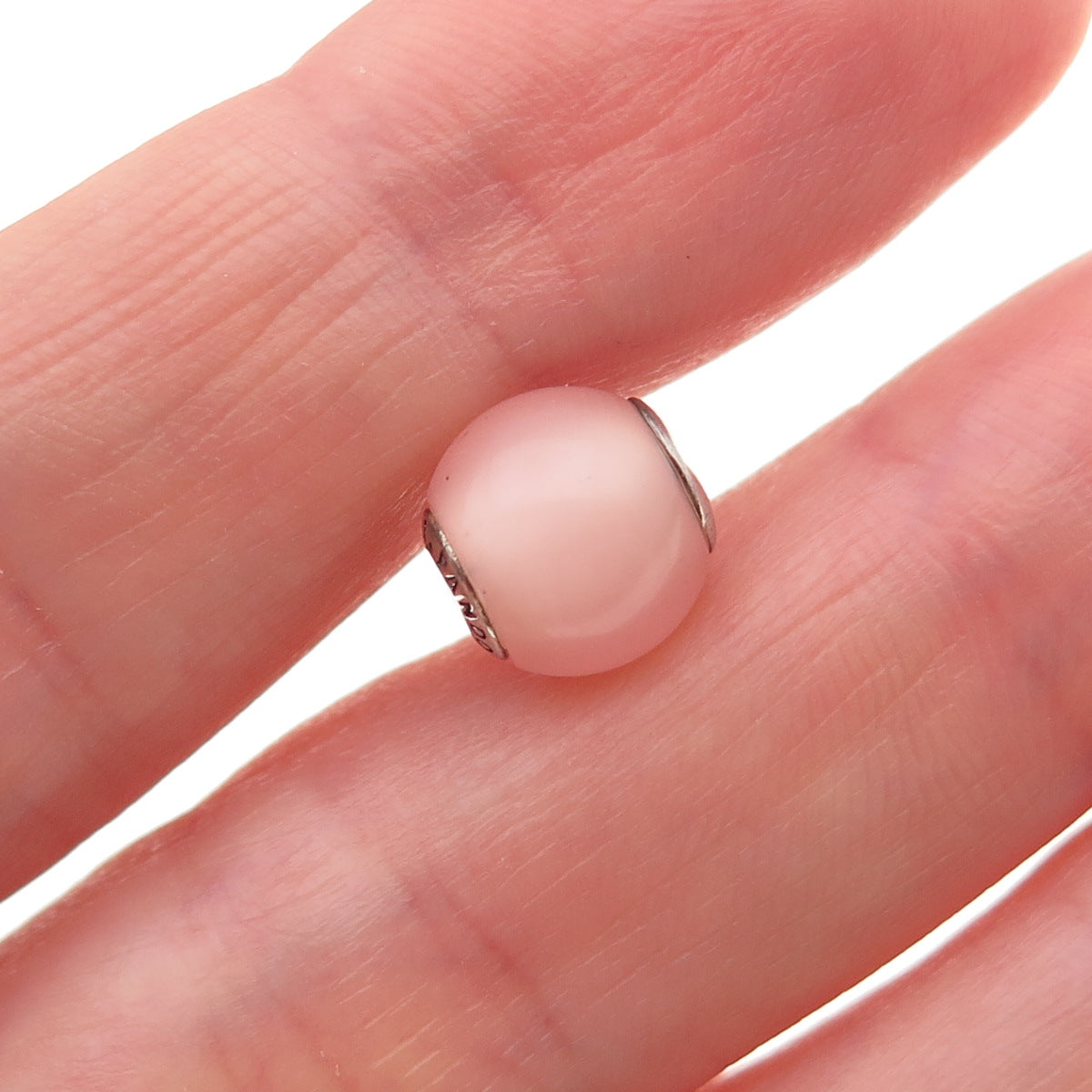 Pandora 925 Sterling Silver Real Rose Quartz Essence Caring Slide Bead Charm