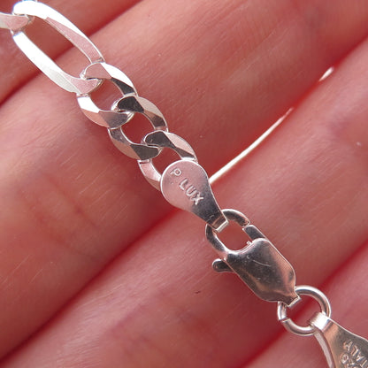 P. Lux 925 Sterling Silver Italy Figaro Link Bracelet 7"